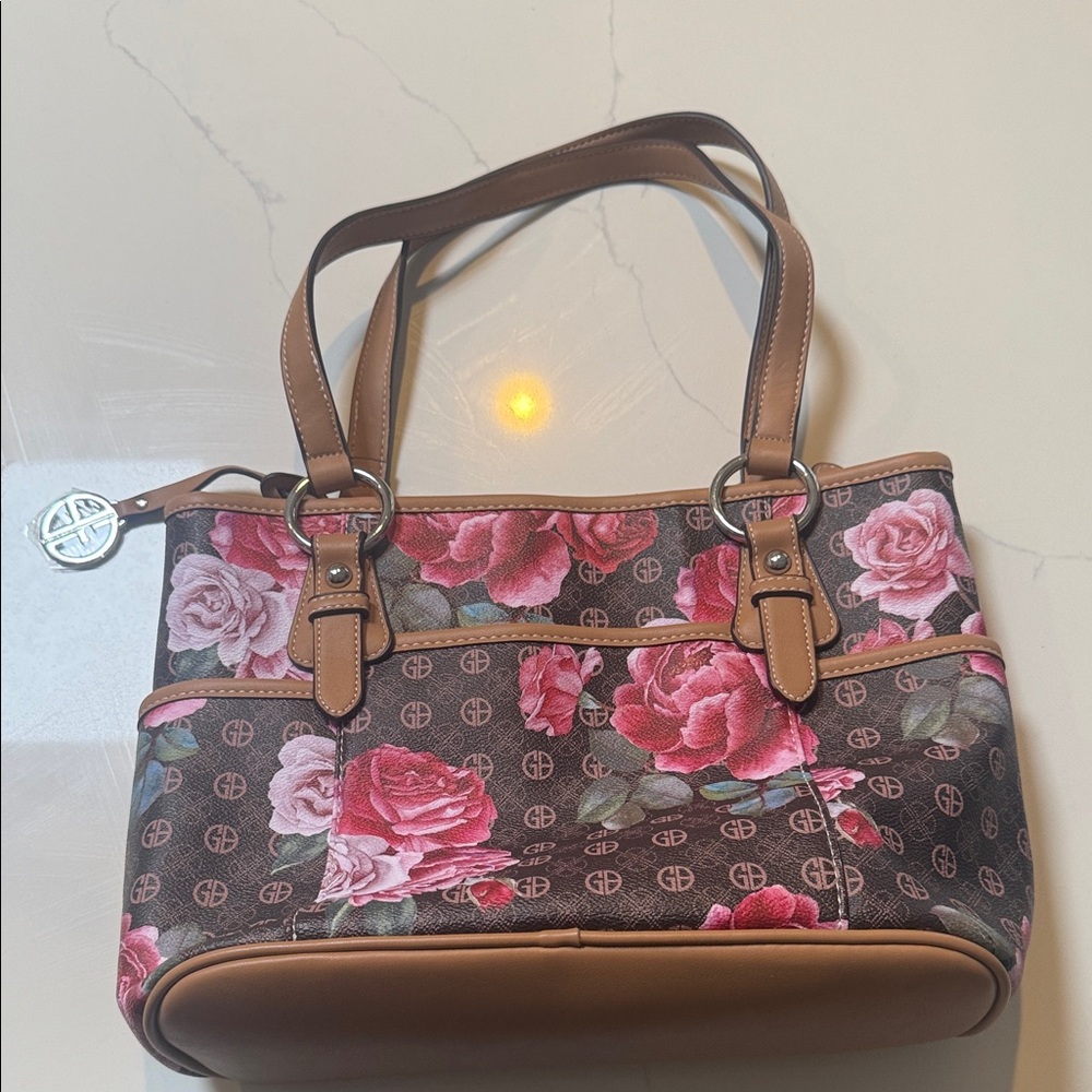 Giani Bernini Floral Brown Tote Bag